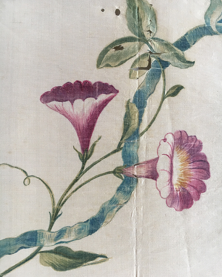 Hand Painted Silk 1770s Printed Textiles Meg Andrews Antique